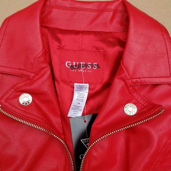 NEW GUESS Dana Faux-Leather Moto Jacket SZ 10 - Picture 6 of 7